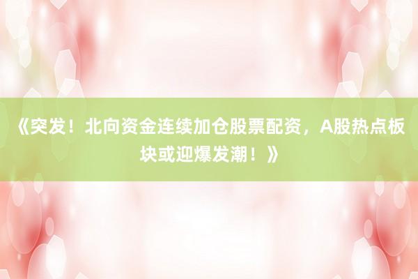《突发！北向资金连续加仓股票配资，A股热点板块或迎爆发潮！》
