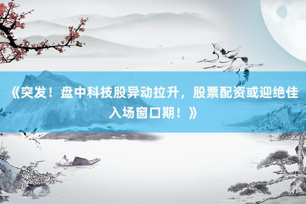 《突发！盘中科技股异动拉升，股票配资或迎绝佳入场窗口期！》