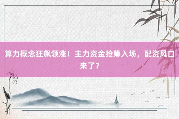 算力概念狂飙领涨！主力资金抢筹入场，配资风口来了？