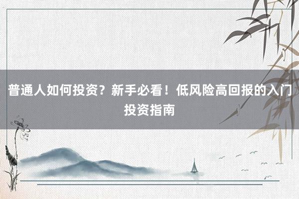 普通人如何投资？新手必看！低风险高回报的入门投资指南