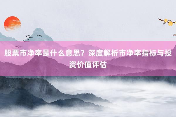 股票市净率是什么意思？深度解析市净率指标与投资价值评估