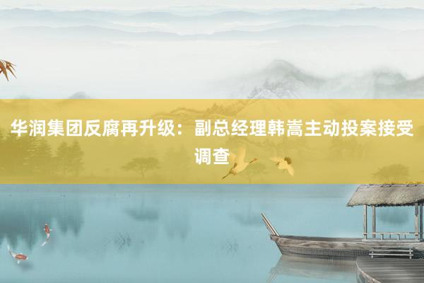 华润集团反腐再升级：副总经理韩嵩主动投案接受调查