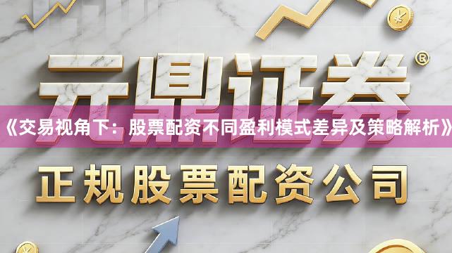 《交易视角下：股票配资不同盈利模式差异及策略解析》